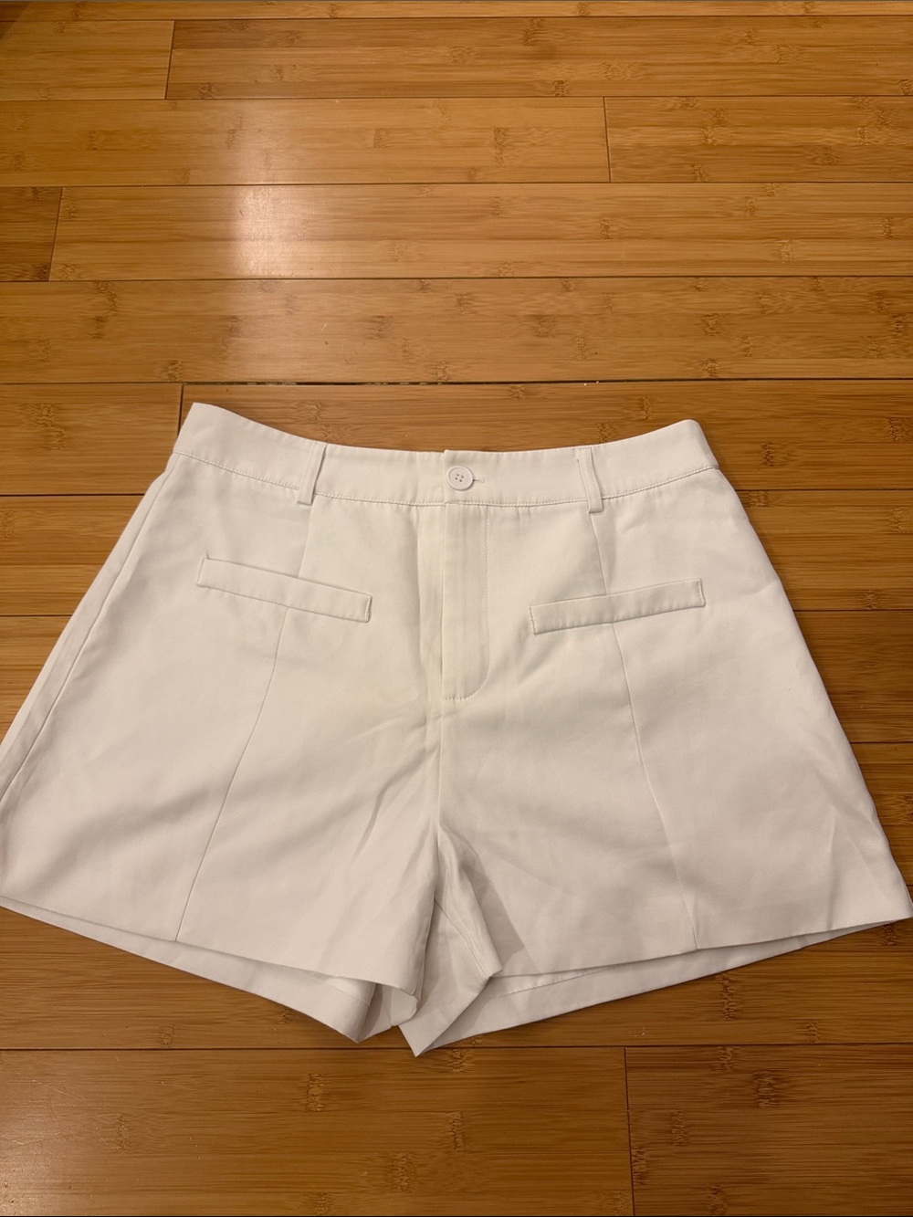 Women's High-Waist White Tailored Shorts